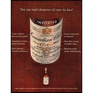 1963 Canadian Club Rye Whisky Vintage Print Ad Label No Bottle Weave Wall Art